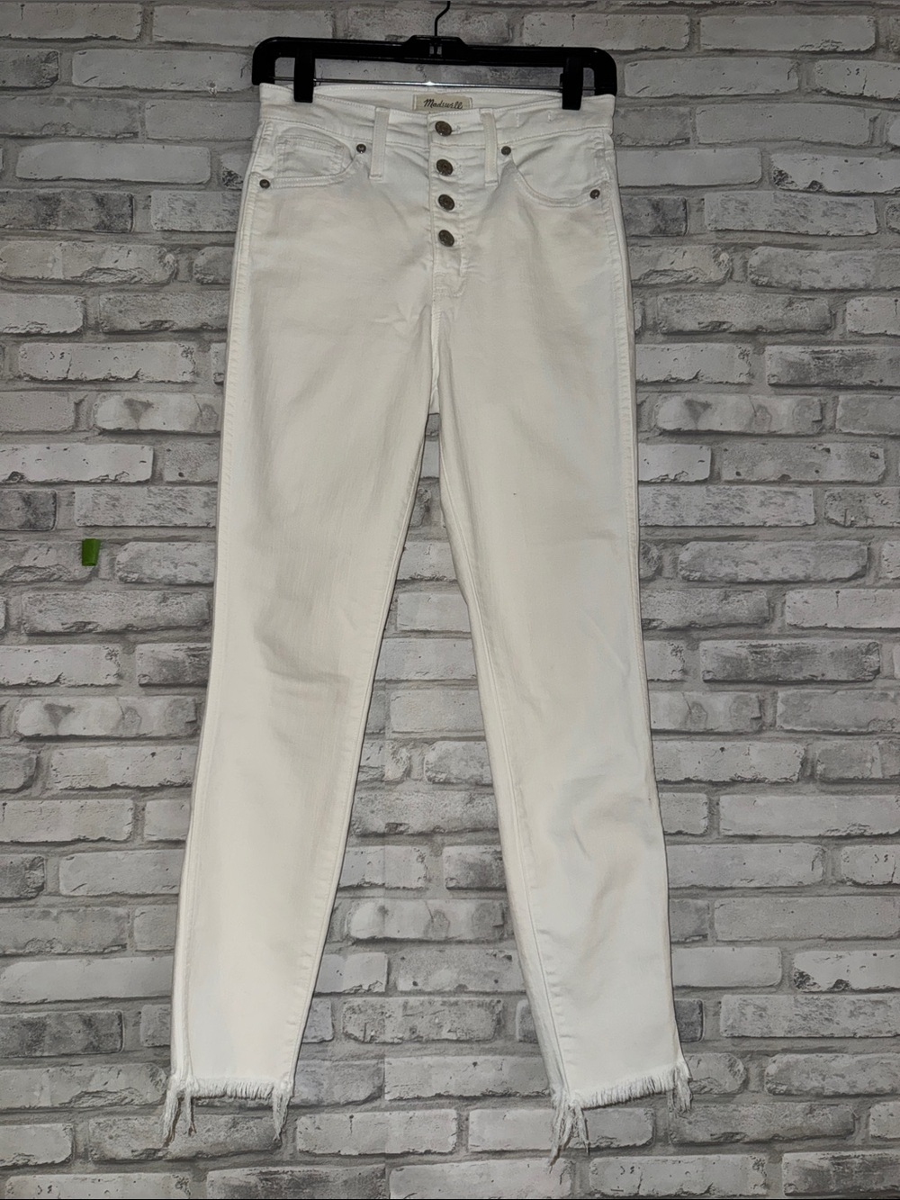 Madewell, 10” High Rise Skinny Crop Jeans~
Button-Front Edition